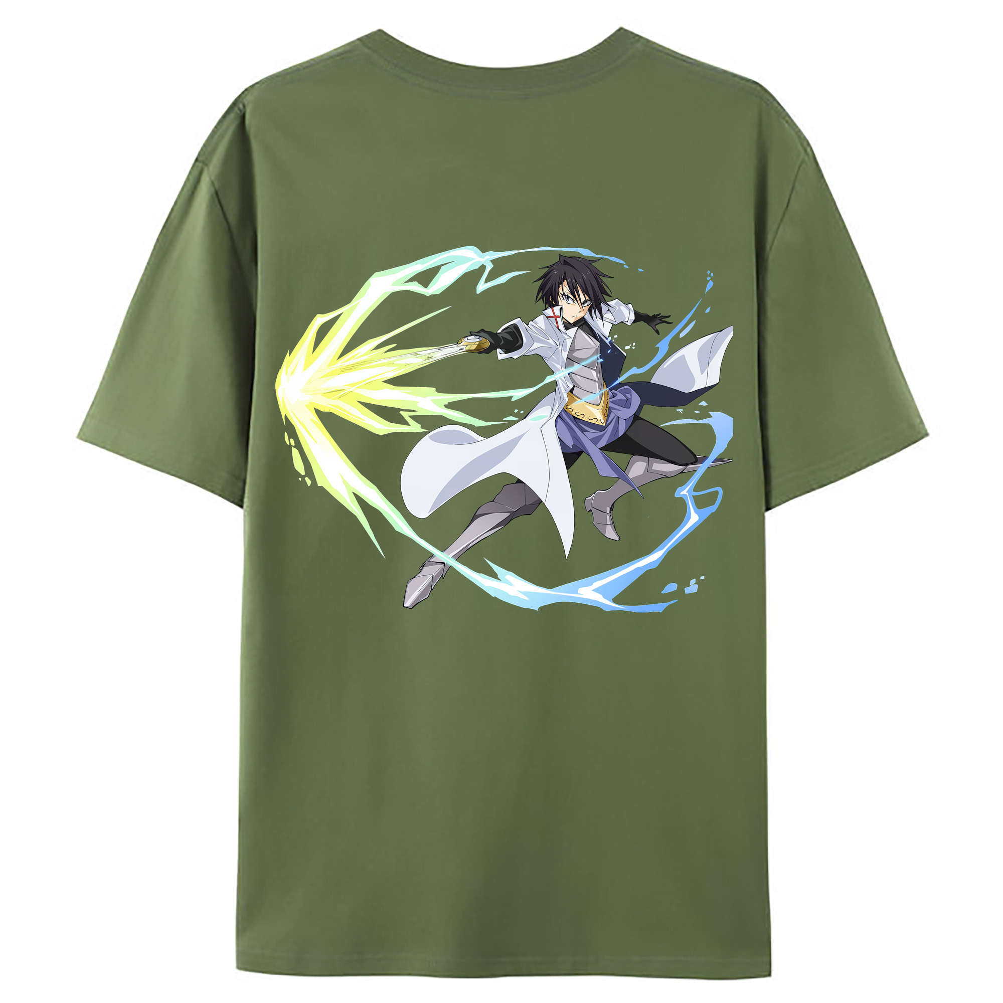 （画像用） 転スラ Regarding Reincarnated to Slime 綿100％ メンズ半袖Tシャツ（バックプリント） 通気性